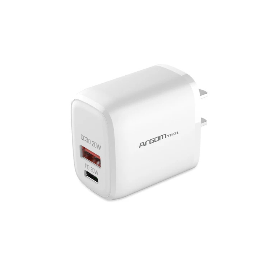 Cargador de Pared PD Tipo C + USB 40W  ARGOMTECH ARG-AC-0115WT