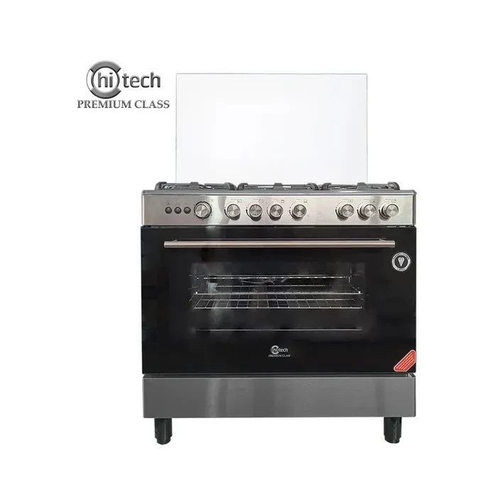 Cocina PREMIUM CLASS 90CM GLP 5H HITECH de acero INOX con Grill / Rostizador Giratorio